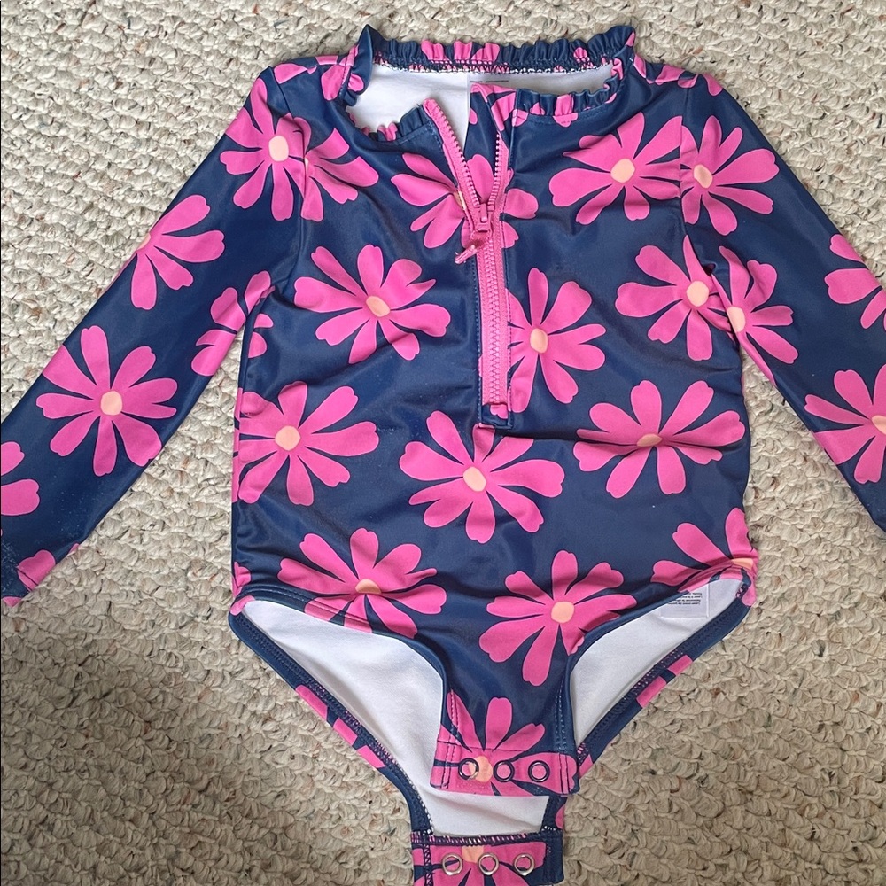 Floral Long Sleeve Kids Swimsuit